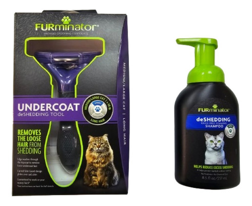 Furminator Gato Grande Pelo Largo+gratis Shampoo Furminator