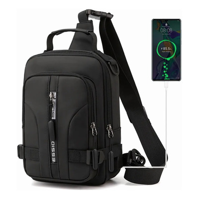 Mochila Pechera de Hombre con Puerto USB y Correa Ajustable Negra | MercadoLibre
