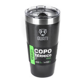 Copo Térmico Aço Inox 473ml Com Tampa Cha Água Cerveja Cor Preto Quati