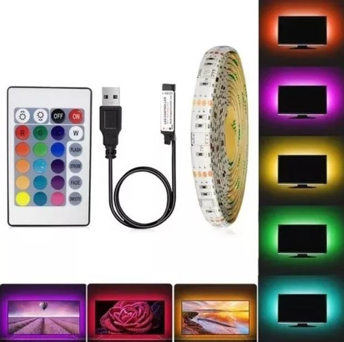 Cinta Led Para Televisor, Tira Led Pc Usb 5050 Rbg 3mts