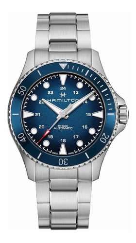 Reloj Hamilton Khaki Navy Scuba Automatic H82505140 Cerámica Color De La Malla Plateado Color Del Bisel Azul Color Del Fondo Azul