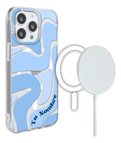 Funda Para iPhone Magsafe Y Nombre Para Mujer Curvas Azul