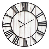 Reloj De Pared Grande De Madera De Granja De 24 Pulgadas, Ta