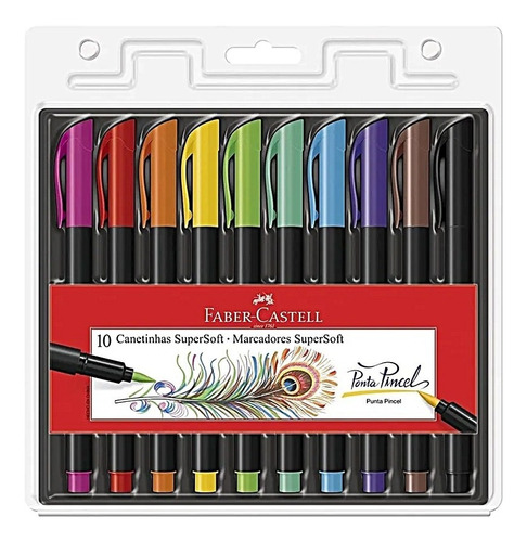 Plumones Punta Pincel Faber Castell Super Soft X 10 Und 