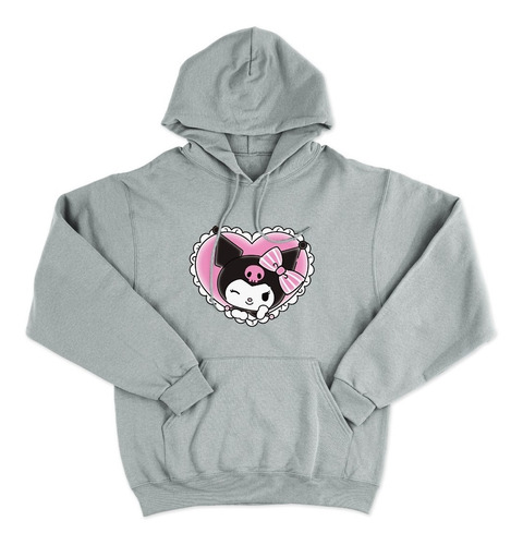 Buzo Algodon Gris - Kuromi Corazón Aesthetic Hoodie Japan