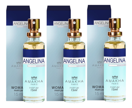 Kit 3 Perfumes Angelina 15ml Parfum Amakha Paris Bolso