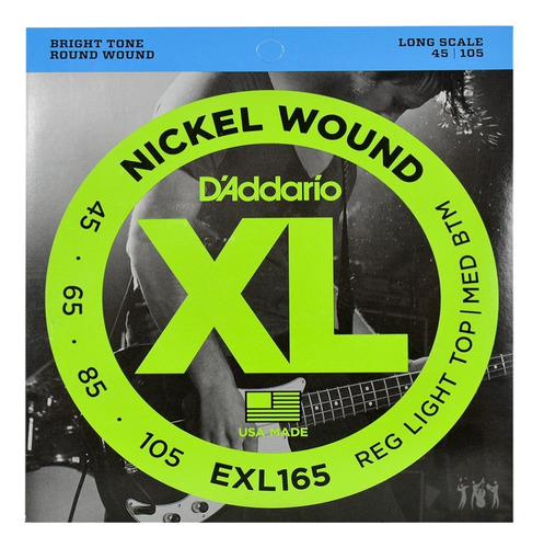 Encordado Bajo 4 Cuerdas D'addario Exl165 (45-105) Daddario