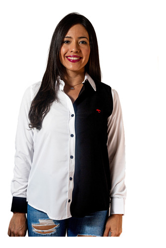 Camisa Blusa Mujer Casual Blanca, Negra Manga Larga Moon Rai