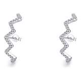 Aretes De Plata 925 Zirconias Zig Zag Unitalla Mujer