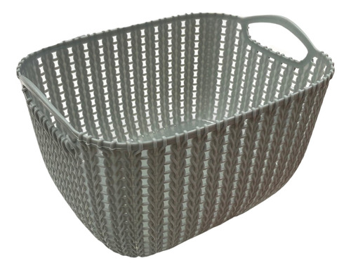 Canasto Organizador Plastico Rattan Chico Gris