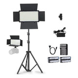 Iluminador Led Painel U800+fonte+2baterias+carreg+tripe 2m S