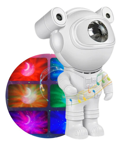 Luminária Infantil Astronauta Som Bluetooth Nebulosa Led