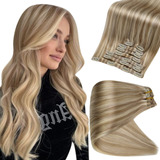 Full Shine Extensiones De Cabello Humano Rubio Con Clip, Col