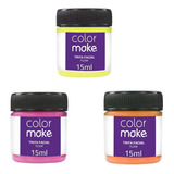 Kit 3 Tintas Neon Color Make Maquiagem Profissional Flúor 