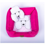 Cama Pet Luxo Personalizada Para Cachorro Femea E Macho 60cm Cor Poodle Pink Desenho Com Almofada
