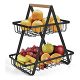 Frutero Cesta De Cocina Organizador Fruta Pan 2 Niveles Rack