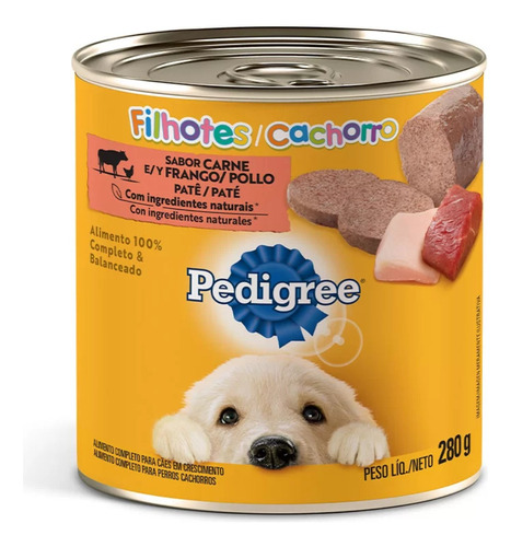 Patê Para Cães Filhotes Carne E Frango Pedigree Lata 280g