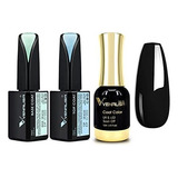 Esmalte De Uñas - 3pcs 15ml Base And Top Coat 12ml Black