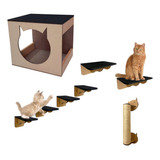 Playground 7 Pçs Para Gatos Arranhador Sisal Gatificação Mdf