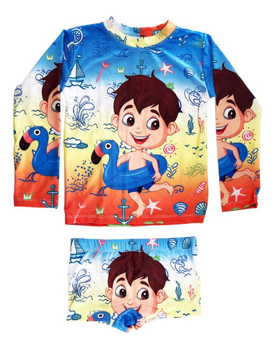 Conjunto Proteção Infantil Sunga + Camisa Uv50+ 2 Ao 6