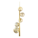 Lustre Vertical Figo Com 5 Globos Esfera De Vidro 