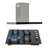 Combo 3222 Parrilla Cristal 60cm-campana Pared Ac Inox 90cms