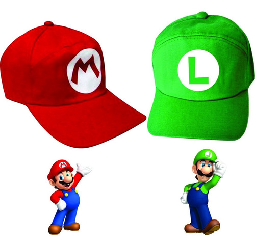 Kit 2 Bonés Estampa Super Mario E Luigi Adulto Ou Infantil