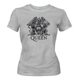 Camiseta Queen Escudo Logo Plateado Rock Metal Dama Ikgd