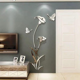 Calcomanias De Pared 3d Espejo Flores 95x180cm Autoadhesivas