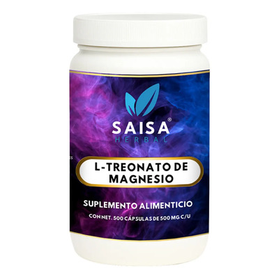 L-Treonato De Magnesio 500 Cápsulas | Saisa Herbal | Treonato de Magnesio | 100% Puro | Mejora Memoria y Enfoque | Alta Absorción Cerebral | Suplemento Premium | Envío gratis