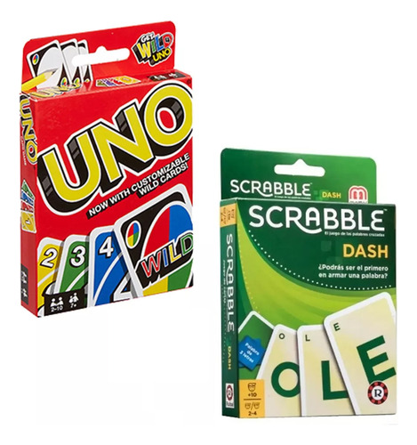 Juego De Mesa Scrabble Dash + Uno Original Mattel Ruibal