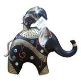 Adorno Figura Decorativa Elefante Doble Musical Negro 26cm