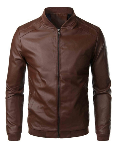 Chaqueta De Cuero Delgado For Hombre De Primavera Y Otoño.