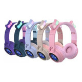 Audífonos Diadema Gato Bluetooth Fm Luces Color Micro Sd Color Disponible