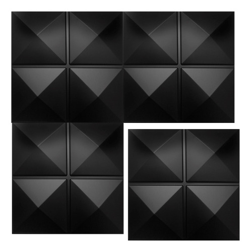 Panel 3d Decorativo 50x50cm Negro Parede Con Adhesivo 20pz