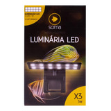 Luminária Aquário Soma X3 5w Pequena Preta Luz Branca 110v