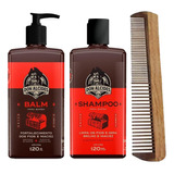 Kit Balm E Shampoo Para Barba Negra + Pente Don Alcides