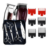 Kit Tesoura Profissional E Maquina Cortar Cabelo Barbeiro