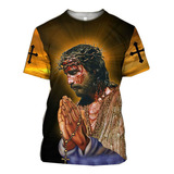 Hkm Lk Playeras Casuales Con Estampado 3d De Jesucristo