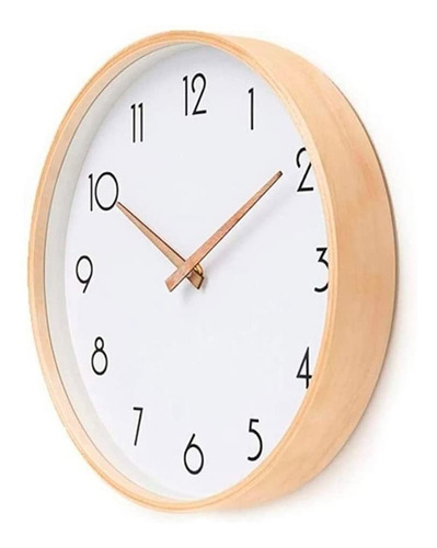 Reloj De Muralla Redondo Madera Clara Analogo
