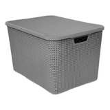 Caixa Organizadora Rattan C/ Tampa 42 Litros Grande Colorido