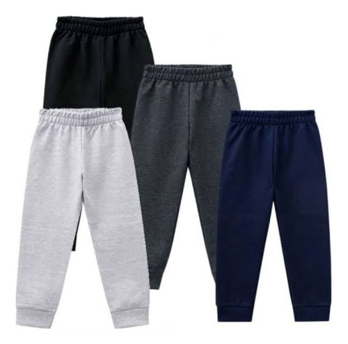 Calça Moletom Kyly Flanelada Infantil Punho 4/8 Kit C/ 4 Pçs