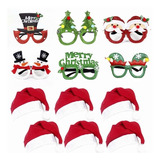 Gafas De Navidad Y Gorro Adornos Navideños De Fiestas 12pzs