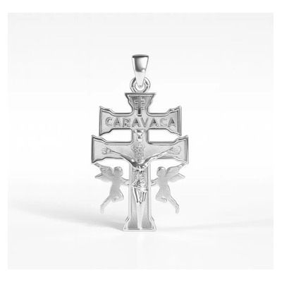 Dije De Plata 925 Para Hombre De Cruz De Caravaca De 2.3 Mm Plateado