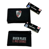 Billetera River Plate De Tela Abrojo + Única Oficial Clubes 