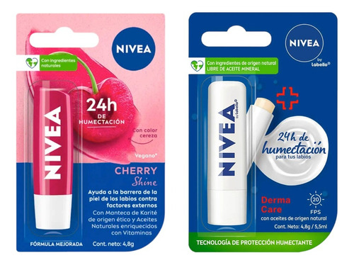 Nivea Protector Labial Cereza Cherry + Labello Derma Care