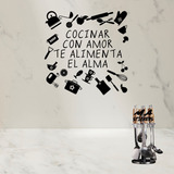 Vinil Decorativo P/ Cocina Frases Cocinar Con Amor 60x60