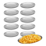 Kit 10 Bandeja Travessa Oval Inox Grande Porção Atacado