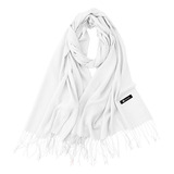 Bufanda Cuellera Pashmina Palestina De Invierno Para Mujer Color Blanco Diseño De La Tela Liso