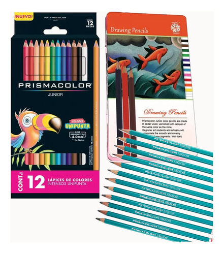 Set Lapices Dibujo Turquoise +lapicera +prismacolor Junior